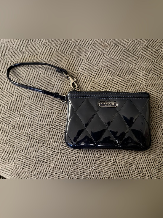 Coach Handbags - Coach Quilted Patent Wristlet - Navy Blue